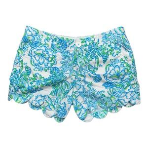 Lilly Pulitzer Women's 2 The Buttercup Shorts Scalloped Blue Green White